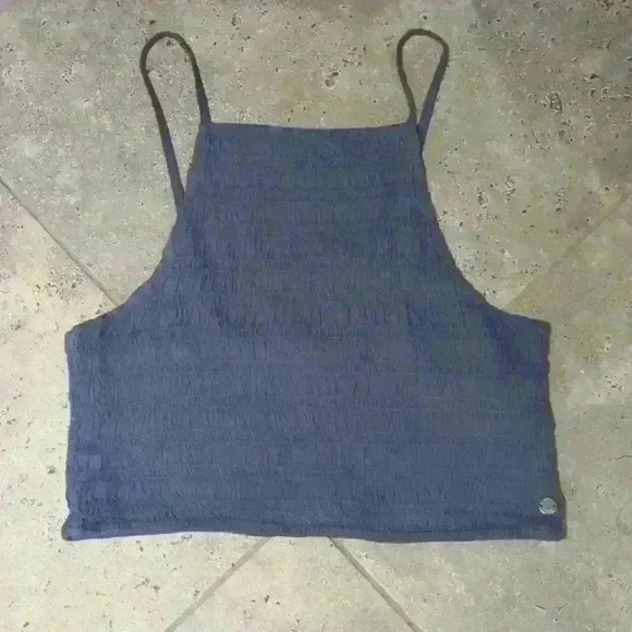ROXY | Live Free Blue Smocked Adjustable Crop Top - Picture 3 of 6